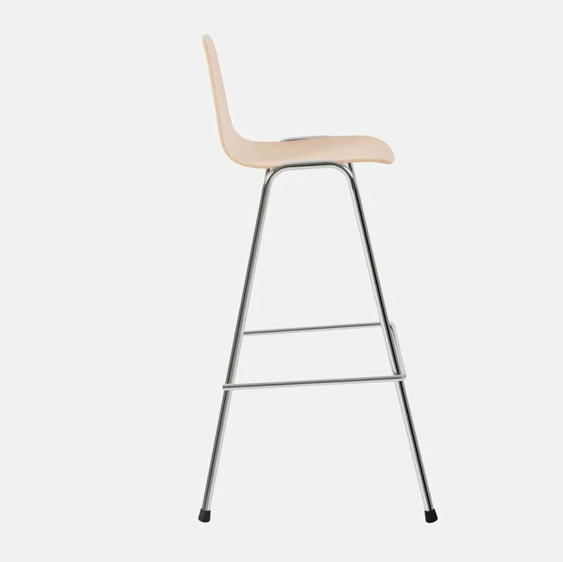 Chaise de bar 75 cm en bois naturel et cadre argenté Touchwood - Hem