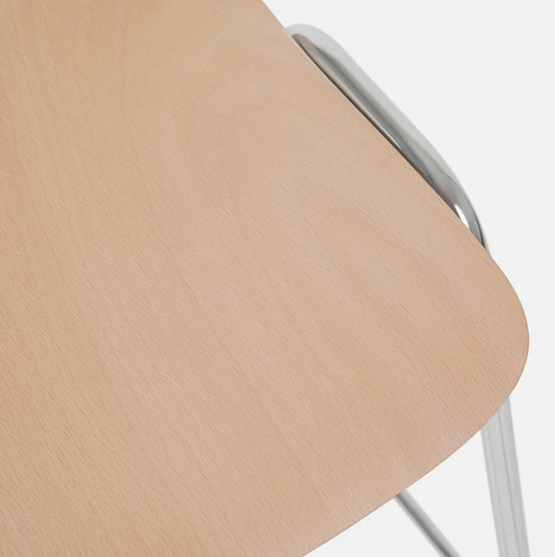 Chaise de bar 75 cm en bois naturel et cadre argenté Touchwood - Hem