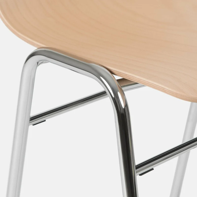 Chaise de bar 75 cm en bois naturel et cadre argenté Touchwood - Hem