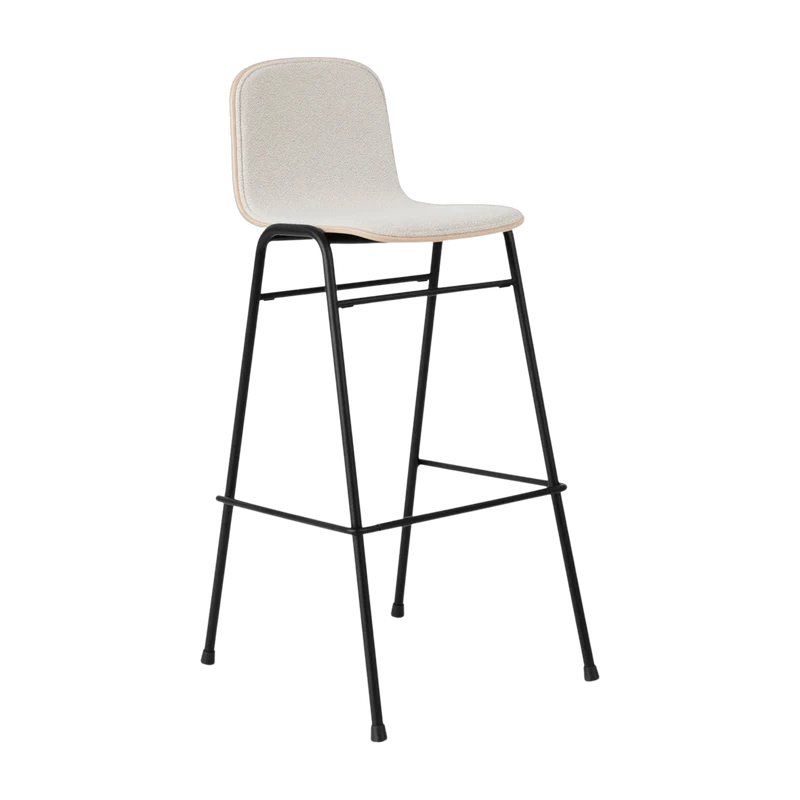 Chaise de bar 75 cm en tissu gris et cadre noir Touchwood - Hem