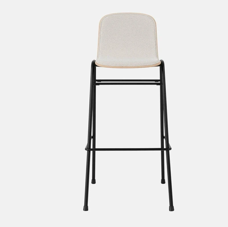 Chaise de bar 75 cm en tissu gris et cadre noir Touchwood - Hem