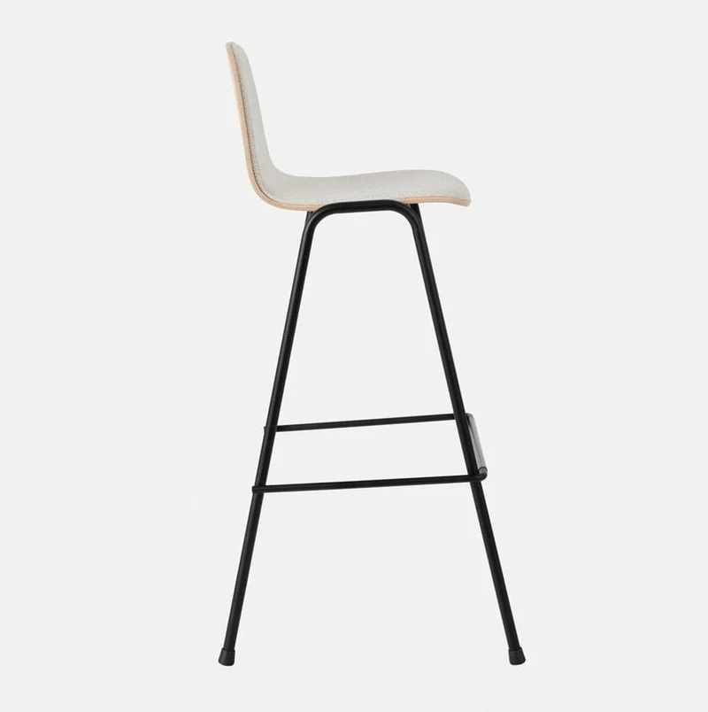 Chaise de bar 75 cm en tissu gris et cadre noir Touchwood - Hem