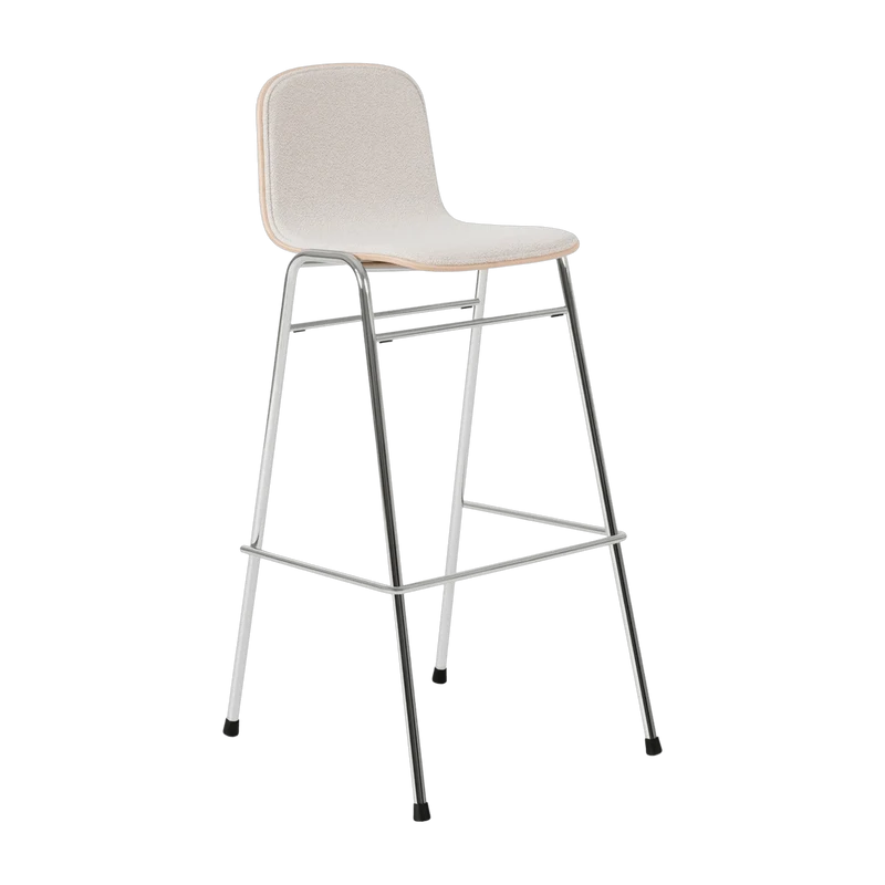 Chaise de bar 75 cm en tissu gris et cadre argenté Touchwood - Hem