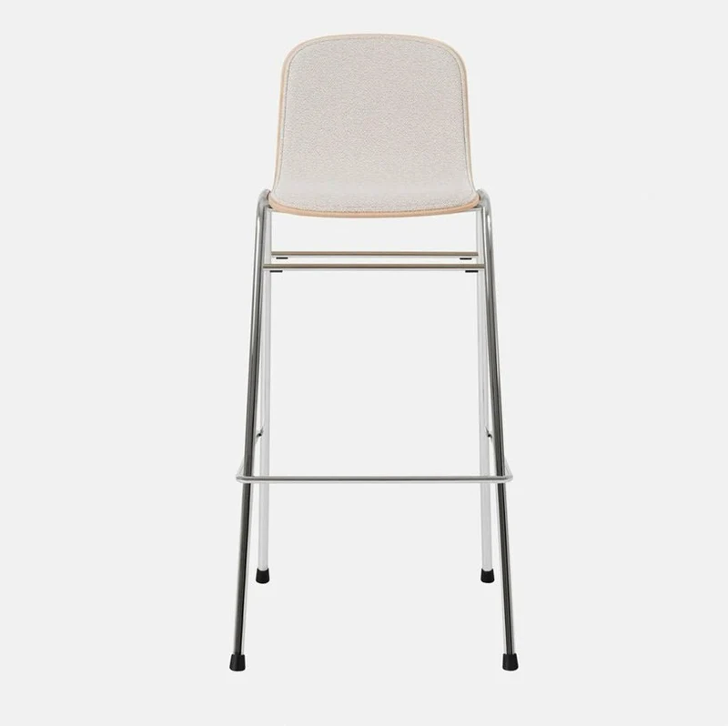 Chaise de bar 75 cm en tissu gris et cadre argenté Touchwood - Hem