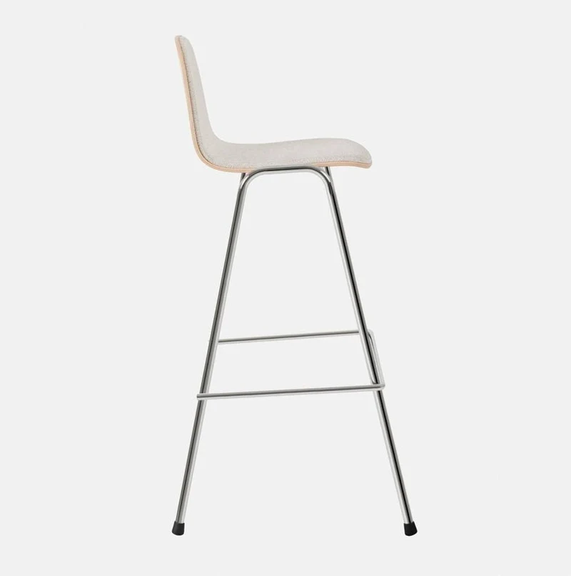 Chaise de bar 75 cm en tissu gris et cadre argenté Touchwood - Hem