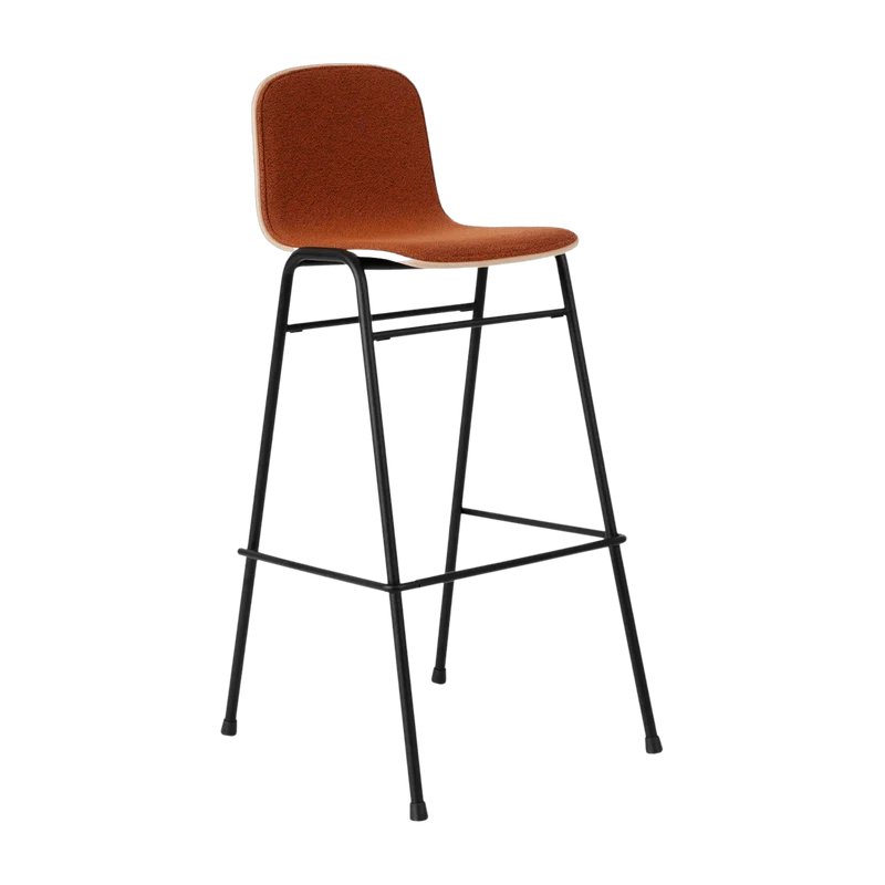 Chaise de bar 75 cm en tissu rouge et cadre noir Touchwood - Hem