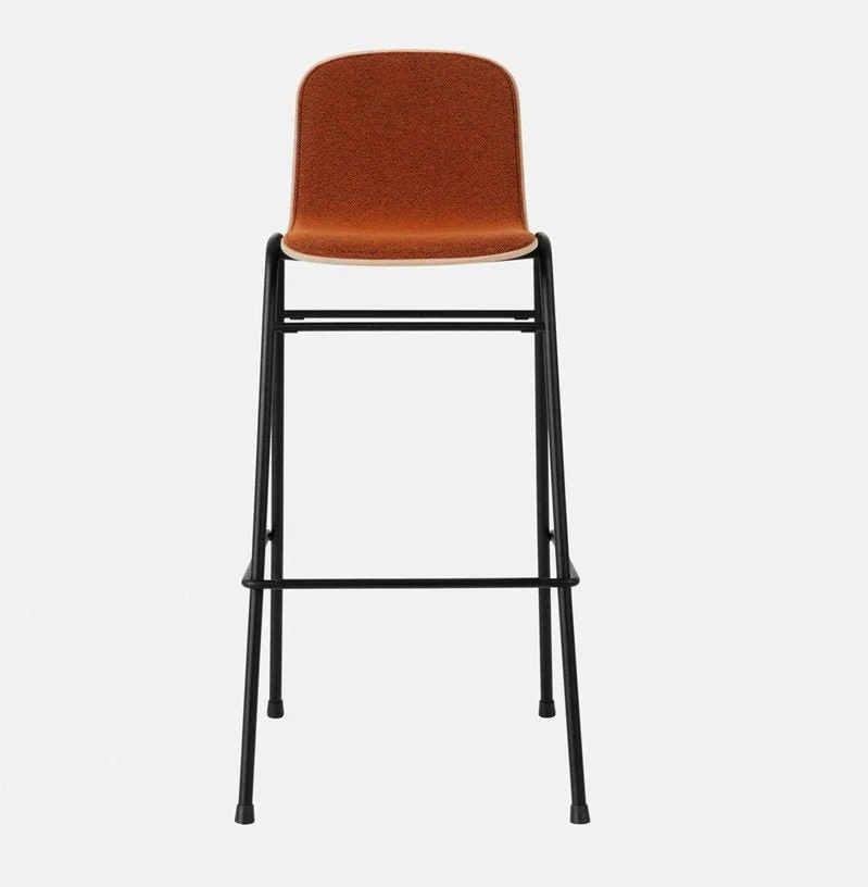 Chaise de bar 75 cm en tissu rouge et cadre noir Touchwood - Hem