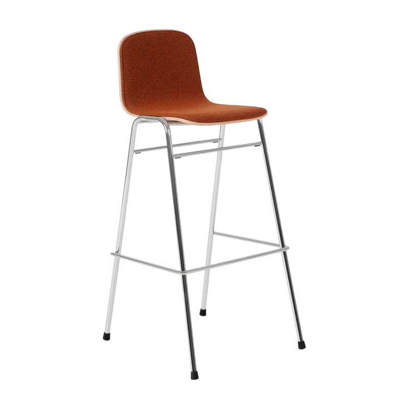 Chaise de bar 75 cm en tissu rouge et cadre argenté Touchwood - Hem
