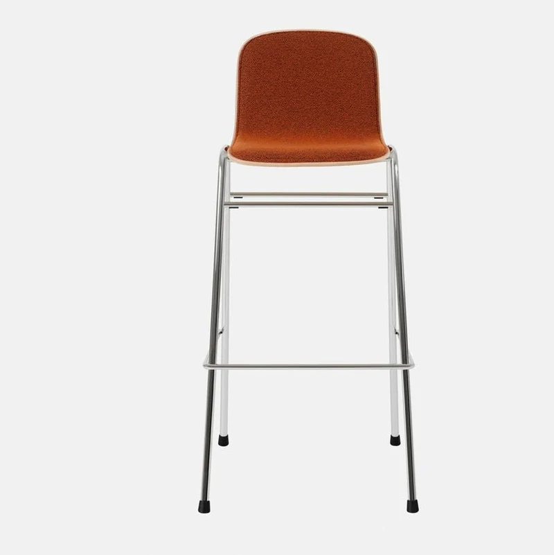 Chaise de bar 75 cm en tissu rouge et cadre argenté Touchwood - Hem