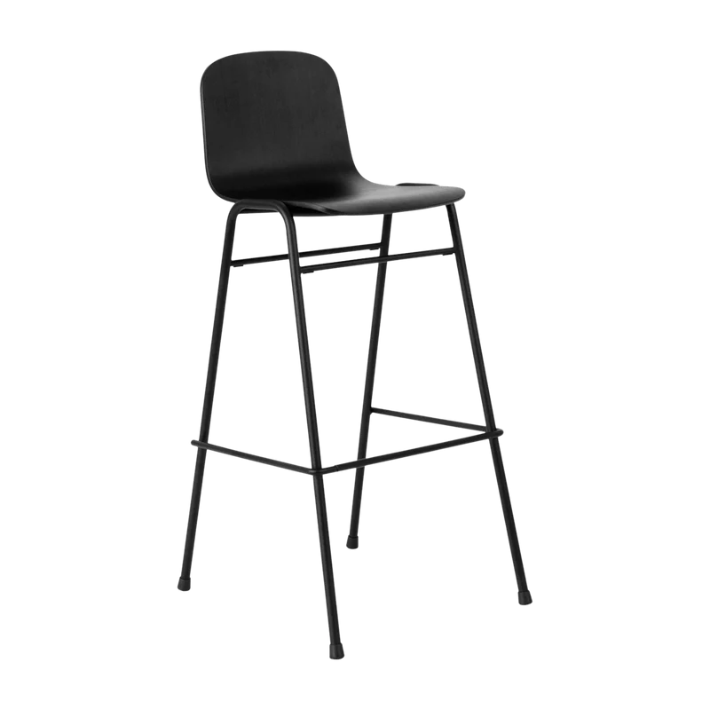 Chaise de bar 75 cm en bois noir et cadre noir Touchwood - Hem