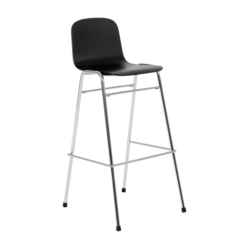 Chaise de bar 75 cm en bois noir et cadre argenté Touchwood - Hem