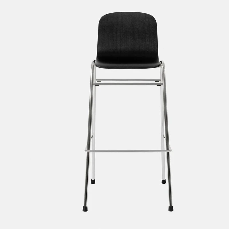 Chaise de bar 75 cm en bois noir et cadre argenté Touchwood - Hem