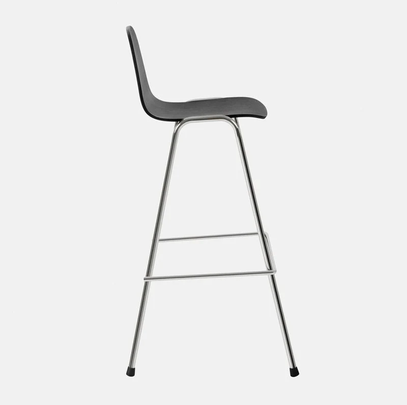 Chaise de bar 75 cm en bois noir et cadre argenté Touchwood - Hem