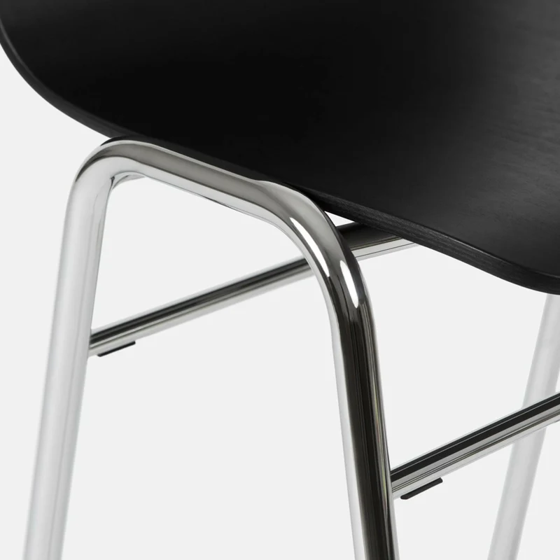 Chaise de bar 75 cm en bois noir et cadre argenté Touchwood - Hem