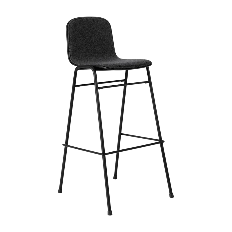 Chaise de bar 75 cm en tissu noir et cadre noir Touchwood - Hem
