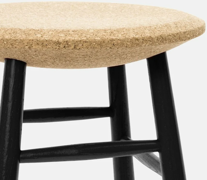 Tabouret de bar en liège clair et bois noir Drifted - Hem