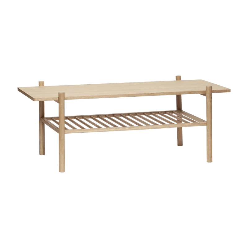 Table basse avec étagère à lattes en chêne clair - Hübsch