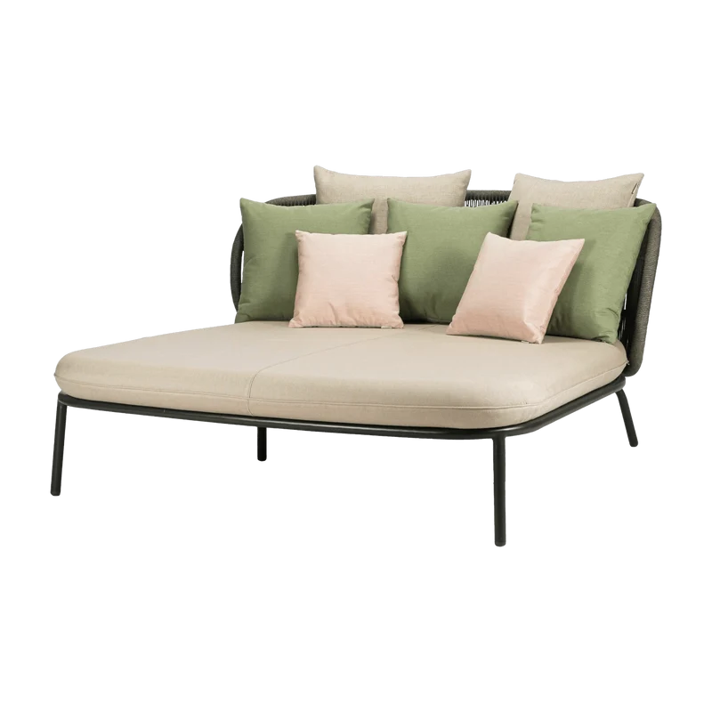 Lit de jour gris fossil tissu Amande avec 7 coussins déco Kodo - Vincent Sheppard