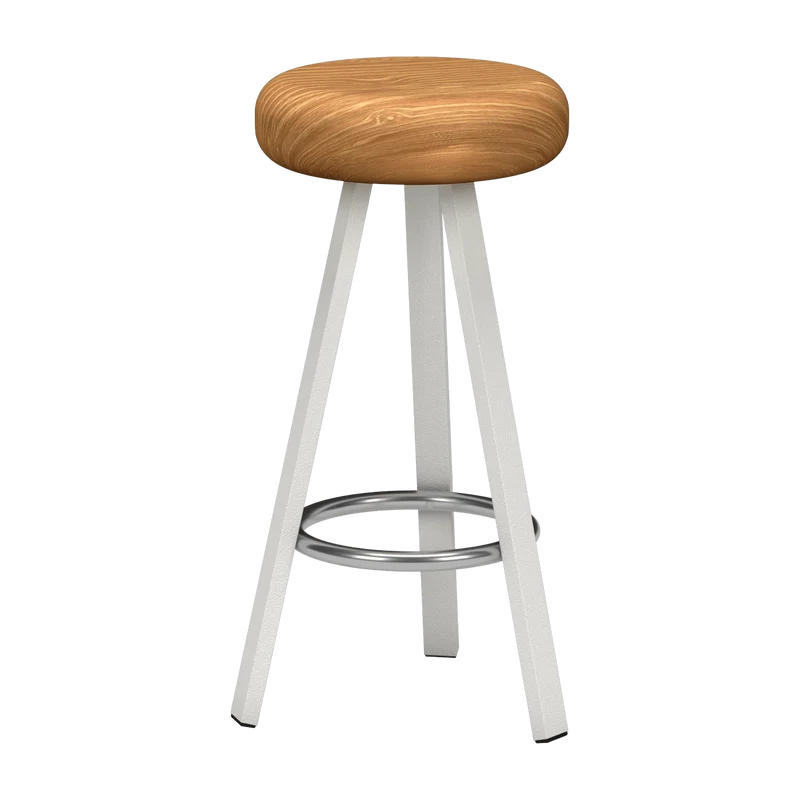 Tabouret haut en chêne et acier blanc 75 cm Smack - Matière Grise
