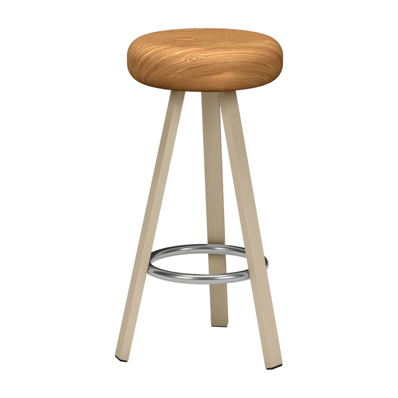 Tabouret haut en chêne et acier crème 75 cm Smack - Matière Grise