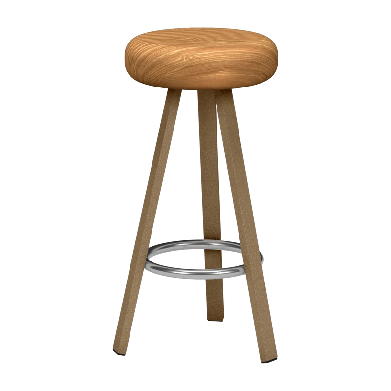 Tabouret haut en chêne et acier sable 75 cm Smack - Matière Grise