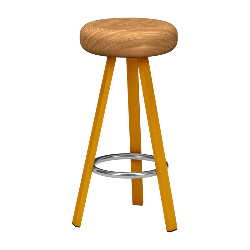 Tabouret haut en chêne et acier safran 75 cm Smack - Matière Grise