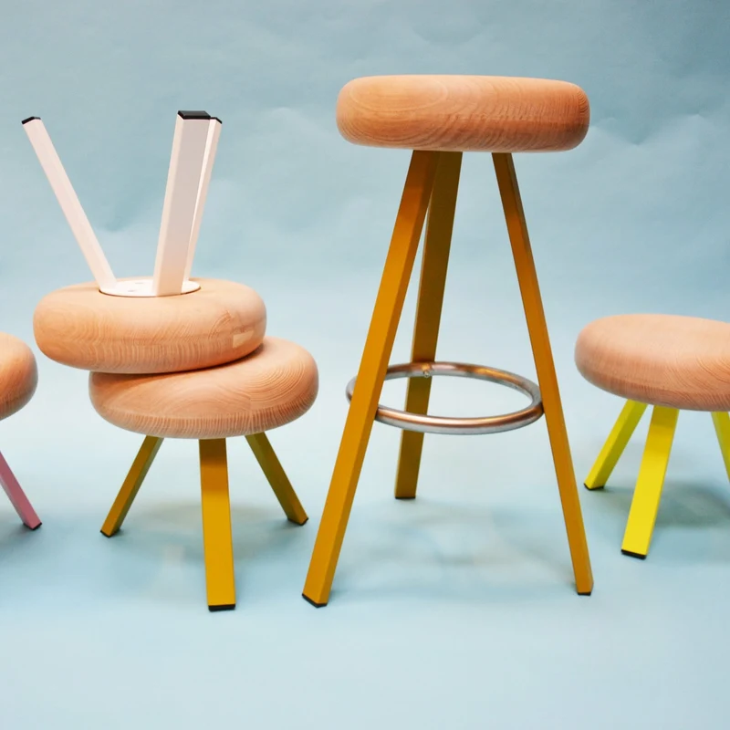 Tabouret haut en chêne et acier safran 75 cm Smack - Matière Grise