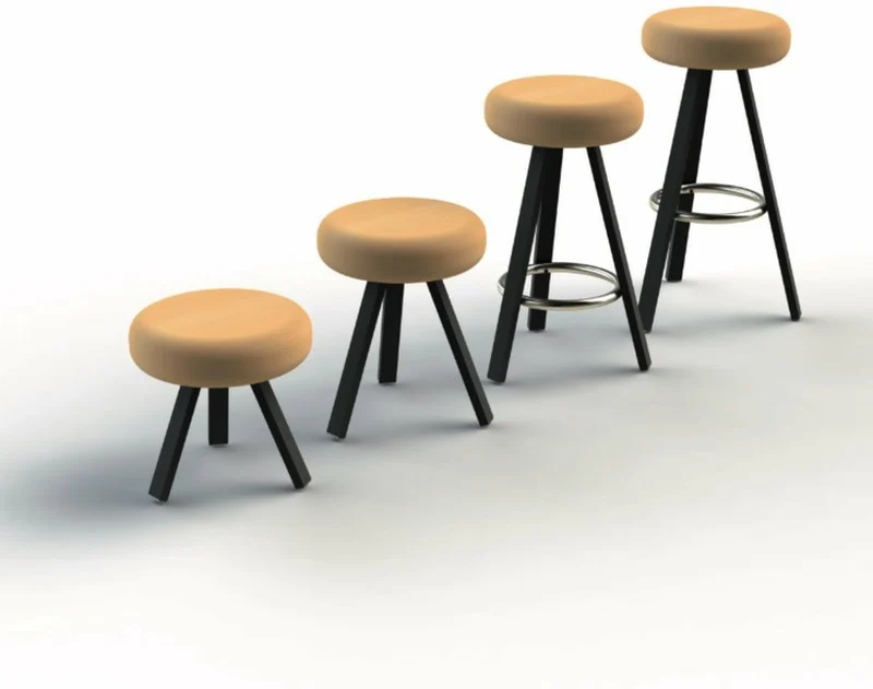 Tabouret haut en chêne et acier kaki 75 cm Smack - Matière Grise