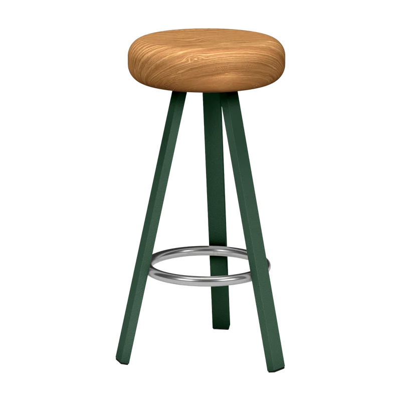 Tabouret haut en chêne et acier olive 75 cm Smack - Matière Grise
