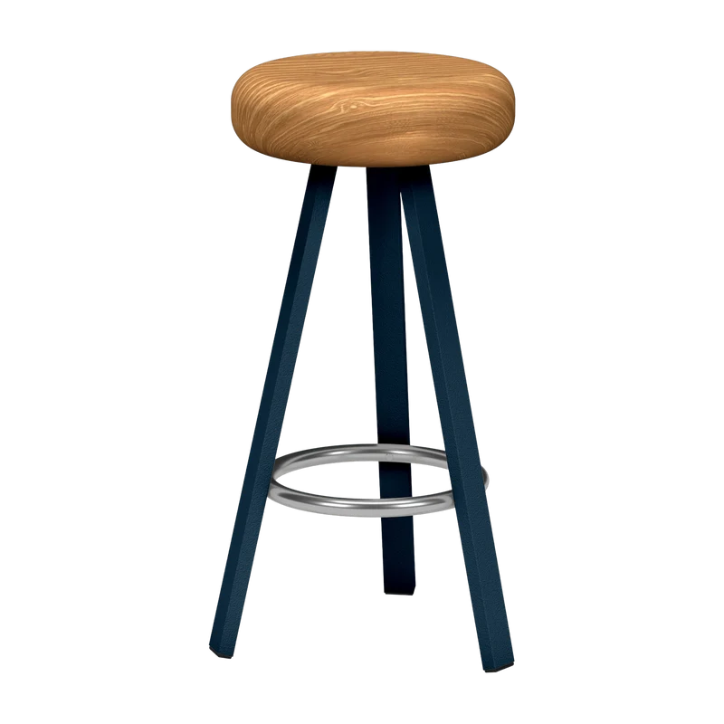 Tabouret haut en chêne et acier denim 75 cm Smack - Matière Grise