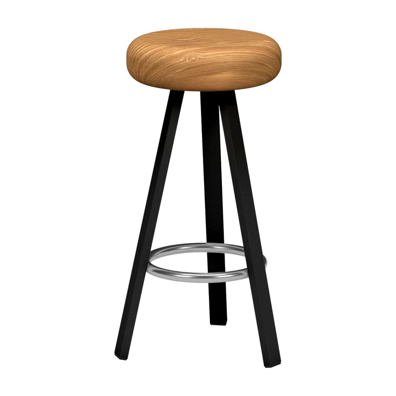 Tabouret haut en chêne et acier noir mat 75 cm Smack - Matière Grise