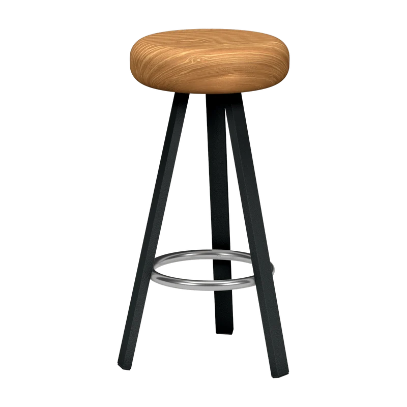 Tabouret haut en chêne et acier anthracite 75 cm Smack - Matière Grise