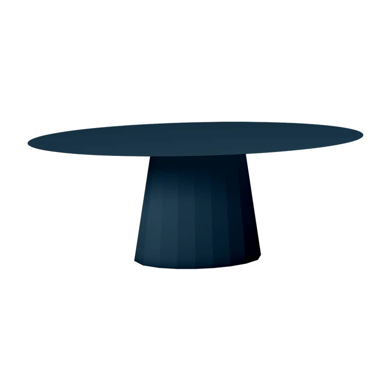 Table ovale en acier mat denim 200 cm Ankara - Matière Grise