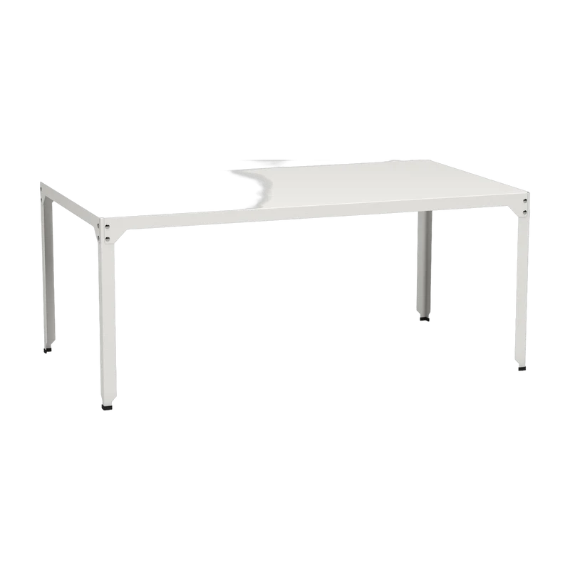 Table rectangulaire en acier mat blanche 100 cm Hegoa - Matière Grise