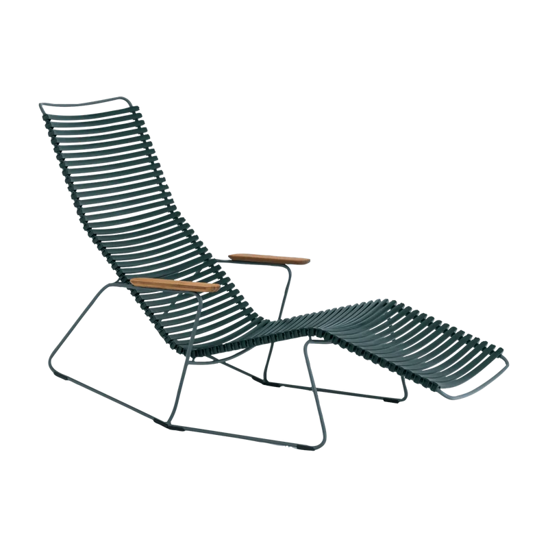 Chaise lounge modulable en métal et plastique vert sapin CLICK - Houe