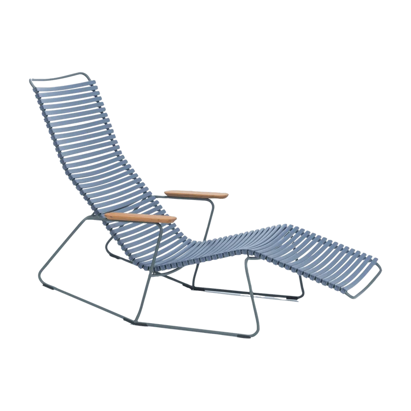 Chaise lounge modulable en métal et plastique bleu pigeon CLICK - Houe