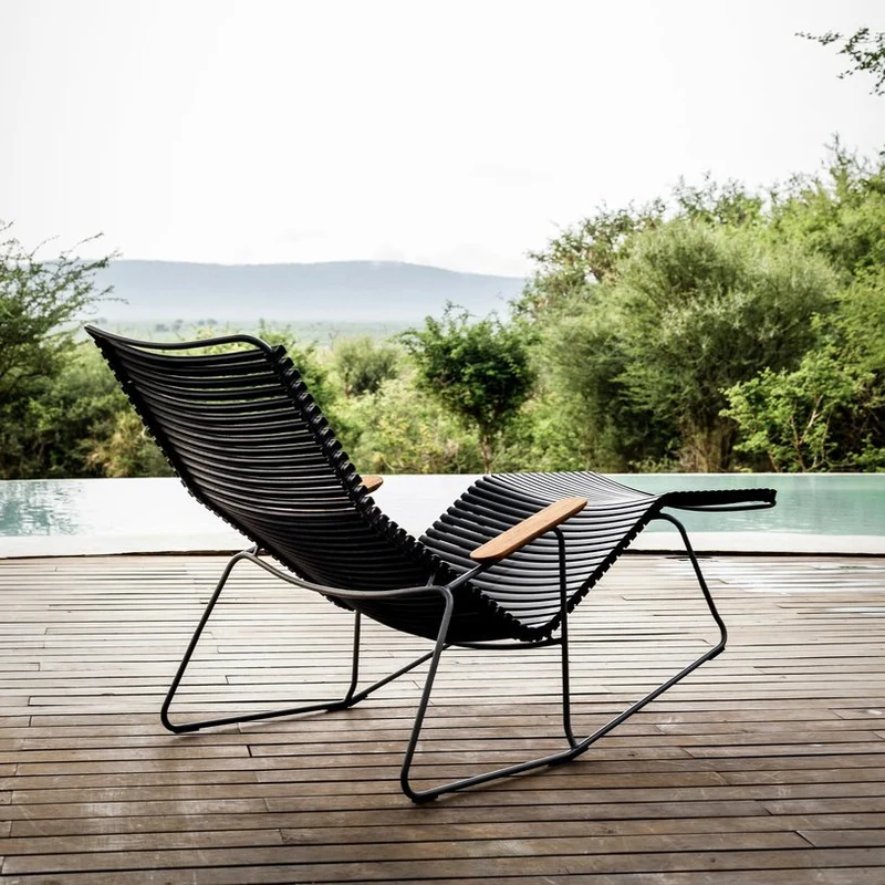 Chaise lounge modulable en métal et plastique bleu et vert multicolore CLICK - Houe
