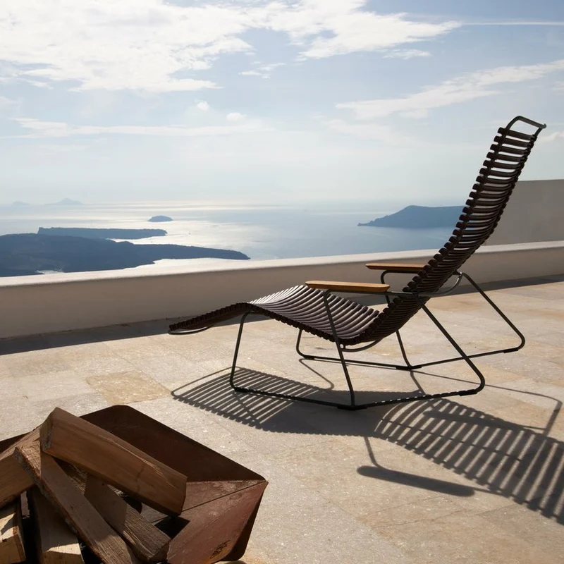Chaise lounge modulable en métal et plastique bleu et vert multicolore CLICK - Houe