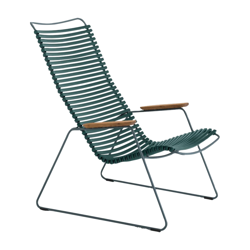 Chaise lounge en métal et plastique vert sapin CLICK - Houe