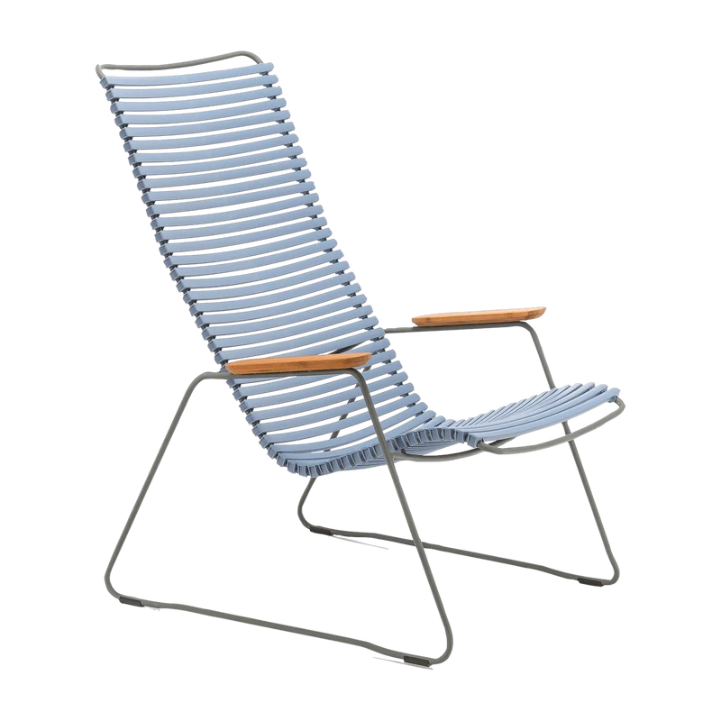 Chaise lounge en métal et plastique bleu pigeon CLICK - Houe