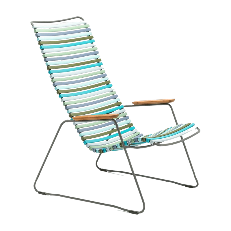 Chaise lounge en métal et plastique bleu et vert multicolore CLICK - Houe