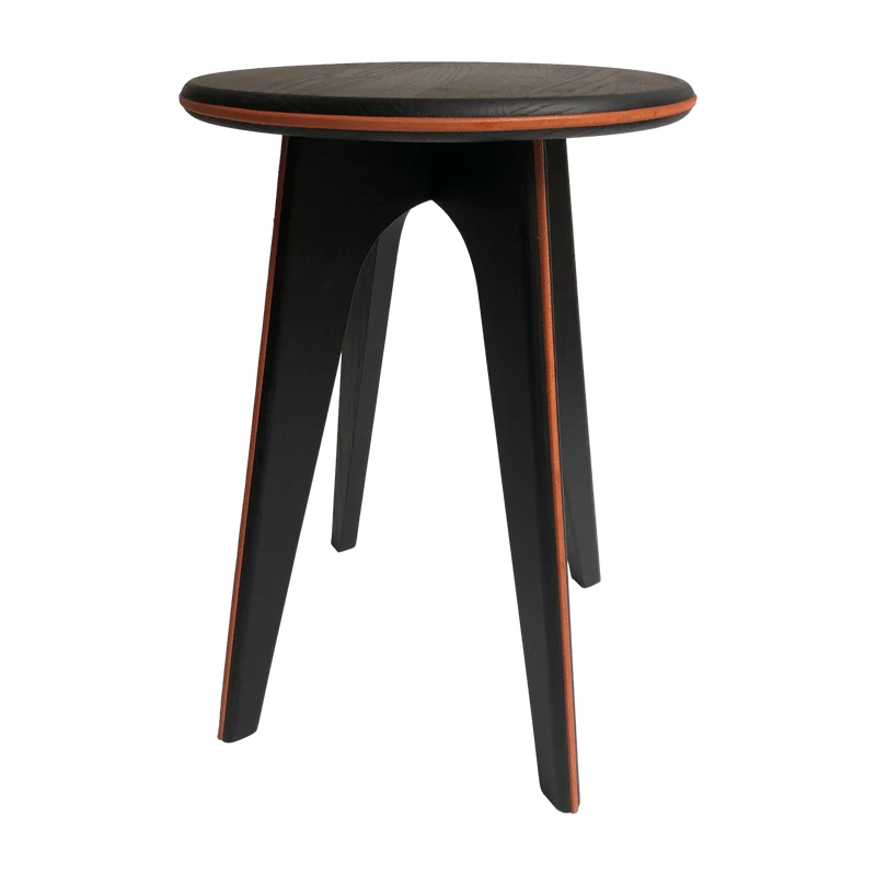 Tabouret en frêne noir et cuir Assy - Mlle Jo