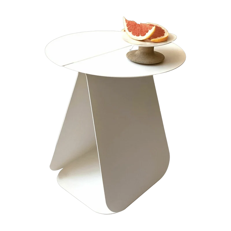 Table d'appoint ronde en acier blanc mat Youmy - Mlle Jo