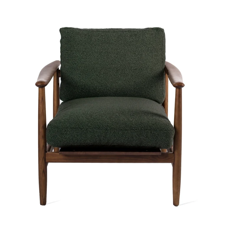 Fauteuil en tissu vert olive et bois de frêne Todd - Pols Potten