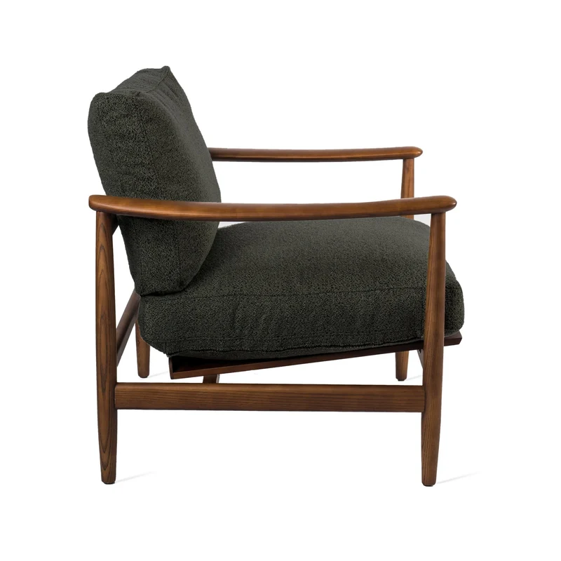 Fauteuil en tissu vert olive et bois de frêne Todd - Pols Potten