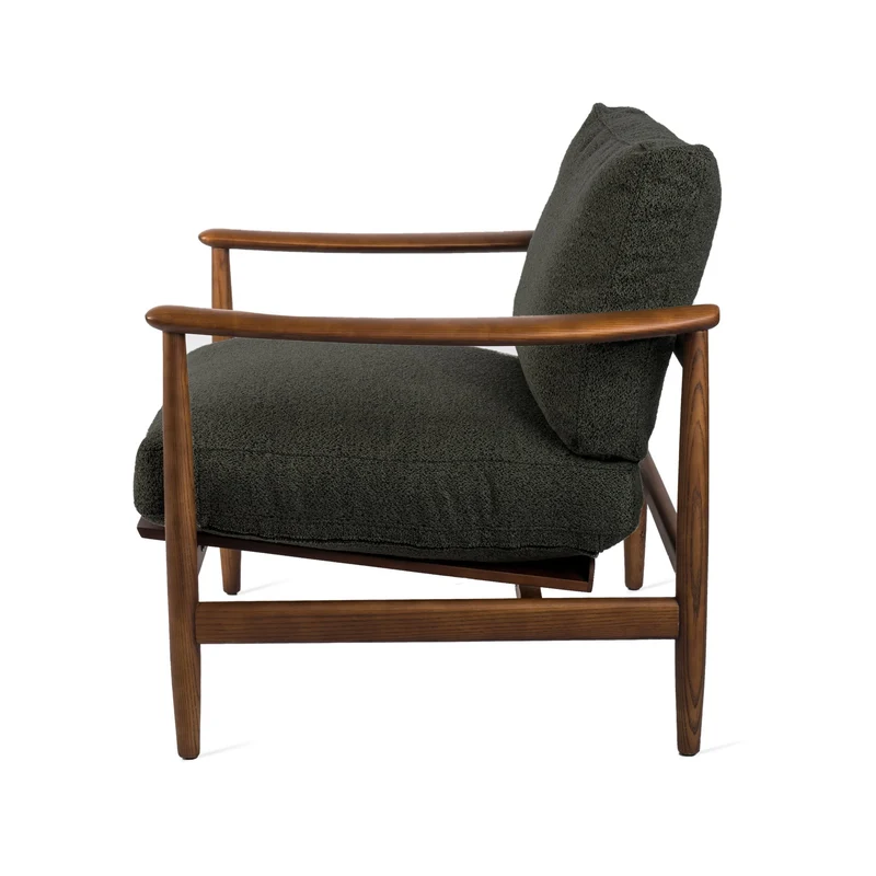 Fauteuil en tissu vert olive et bois de frêne Todd - Pols Potten