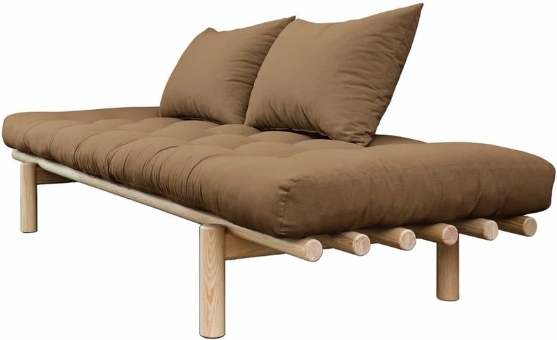 Lit de jour en bois clair et matelas mocca Pace - Karup Design