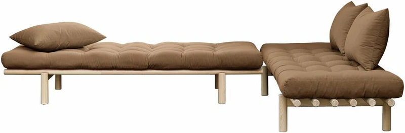 Lit de jour en bois clair et matelas mocca Pace - Karup Design