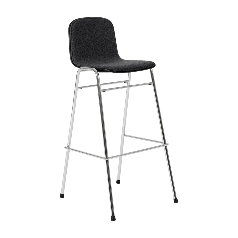 Chaise de bar 75 cm en tissu noir et cadre argenté Touchwood - Hem