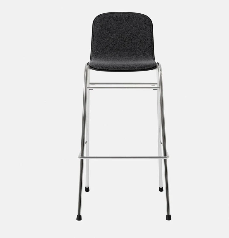 Chaise de bar 75 cm en tissu noir et cadre argenté Touchwood - Hem